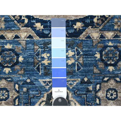 Oushak And Peshawar Wool Hand Knotted Rug Blue No Border 4.1X11.6 -O089252