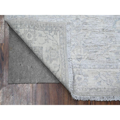 Oushak And Peshawar Wool Hand Knotted Rug Grey Ivory 2.8X7.8 -O089253