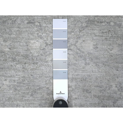 Oushak And Peshawar Wool Hand Knotted Rug Grey Ivory 2.8X7.8 -O089253