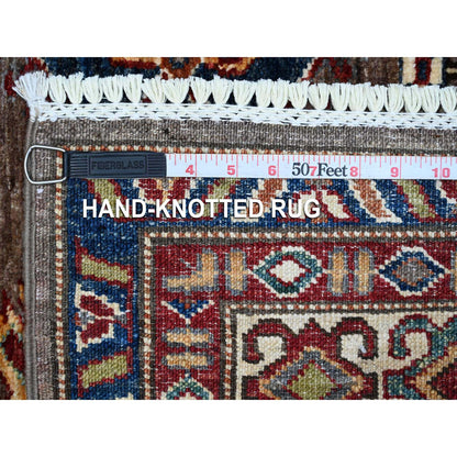 Kazak Wool Hand Knotted Rug Grey Ivory 5.1X6.9 -O089255