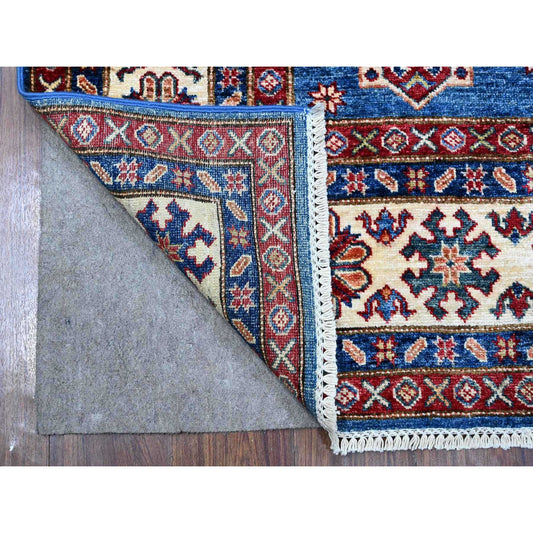 Kazak Wool Hand Knotted Rug Blue Ivory 6.0X6.3 -O089256