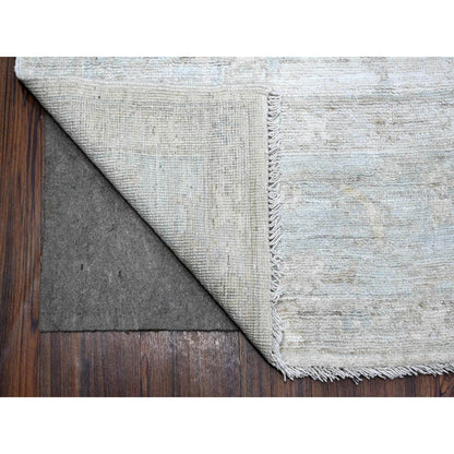 Oushak And Peshawar Wool Hand Knotted Rug Ivory Blue 8.1X9.7 -O089257