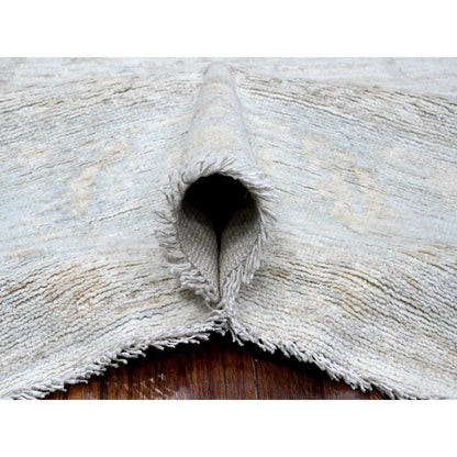 Oushak And Peshawar Wool Hand Knotted Rug Ivory Blue 8.1X9.7 -O089257
