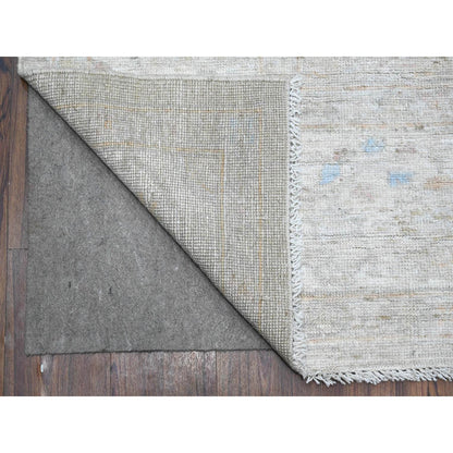 Oushak And Peshawar Wool Hand Knotted Rug Grey Ivory 8.3X9.10 -O089258