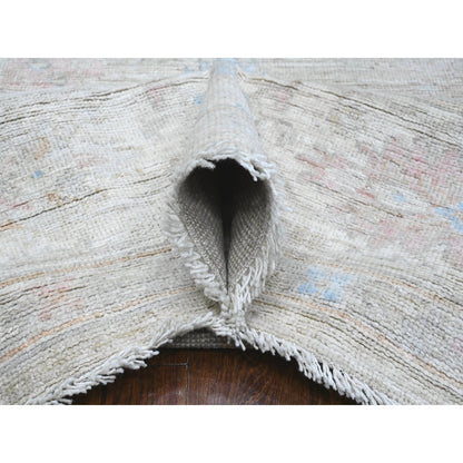 Oushak And Peshawar Wool Hand Knotted Rug Grey Ivory 8.3X9.10 -O089258