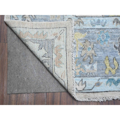 Oushak And Peshawar Wool Hand Knotted Rug Grey Blue 8.1X15.7 -O089260