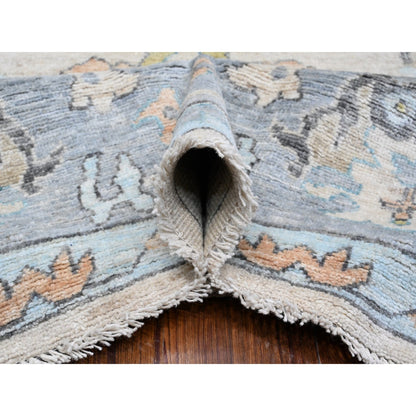 Oushak And Peshawar Wool Hand Knotted Rug Grey Blue 8.1X15.7 -O089260