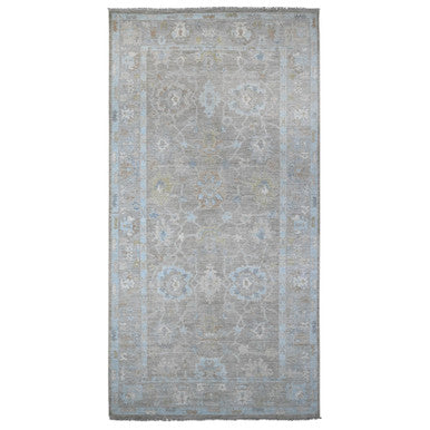 Oushak And Peshawar Wool Hand Knotted Rug Grey Gray 8.0X15.7 -O089261