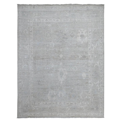 Oushak And Peshawar Wool Hand Knotted Rug Grey Gray 8.10X11.5 -O089264