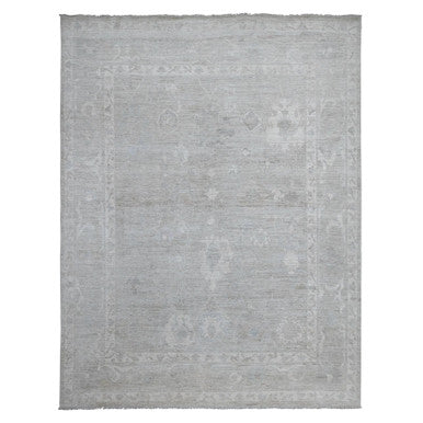 Oushak And Peshawar Wool Hand Knotted Rug Grey Gray 8.10X11.5 -O089264