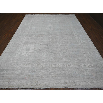 Oushak And Peshawar Wool Hand Knotted Rug Grey Gray 8.10X11.5 -O089264