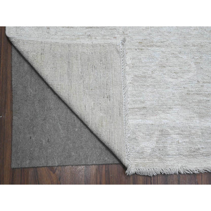 Oushak And Peshawar Wool Hand Knotted Rug Ivory Silver Chalice Gray 8.10X11.6 -O089268