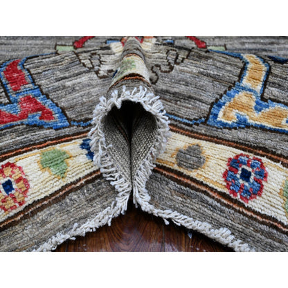 Oushak And Peshawar Wool Hand Knotted Rug Grey Gray 8.10X11.7 -O089269