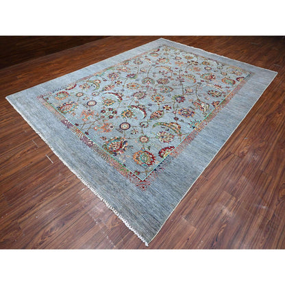 Oushak And Peshawar Wool Hand Knotted Rug Grey Gray 8.10X11.11 -O089277