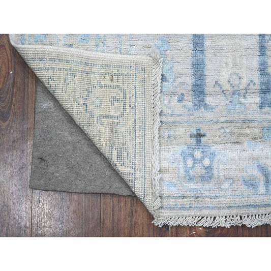 Oushak And Peshawar Wool Hand Knotted Rug Grey Bone Gray 2.9X7.9 -O089278
