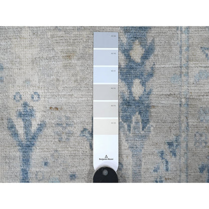 Oushak And Peshawar Wool Hand Knotted Rug Grey Bone Gray 2.9X7.9 -O089278
