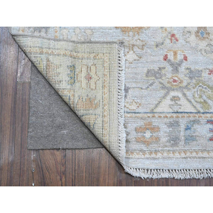 Oushak And Peshawar Wool Hand Knotted Rug Grey Misty Gray 2.9X12.0 -O089279