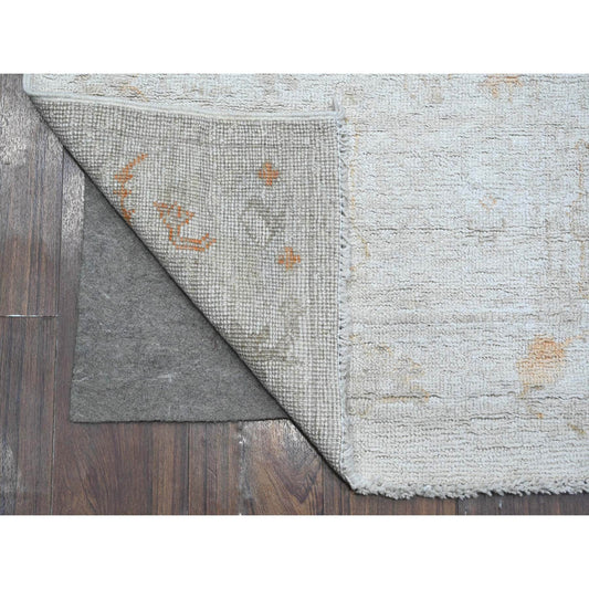 Oushak And Peshawar Wool Hand Knotted Rug Grey Gray 2.5X13.7 -O089280