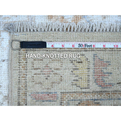 Oushak And Peshawar Wool Hand Knotted Rug Ivory Ivory 2.10X9.11 -O089283