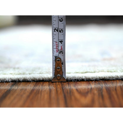 Oushak And Peshawar Wool Hand Knotted Rug Green Green 3.11X10.1 -O089289