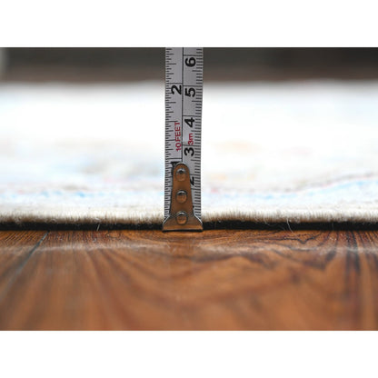 Oushak And Peshawar Wool Hand Knotted Rug Blue Gray 3.11X10.8 -O089290