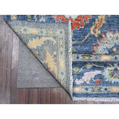 Oushak And Peshawar Wool Hand Knotted Rug Blue Blue 4.1X10.7 -O089291