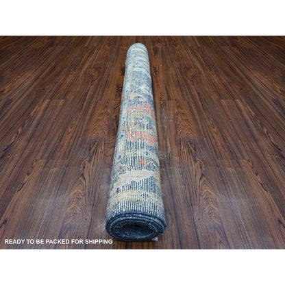 Oushak And Peshawar Wool Hand Knotted Rug Blue Blue 4.1X10.7 -O089291