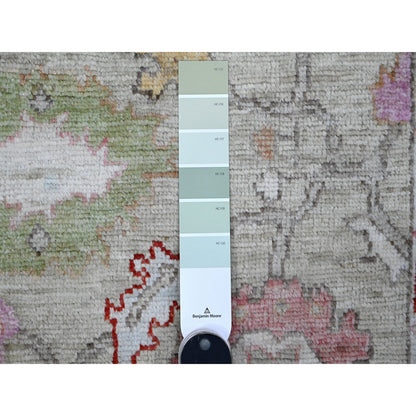 Oushak And Peshawar Wool Hand Knotted Rug Green Green 3.9X9.7 -O089292