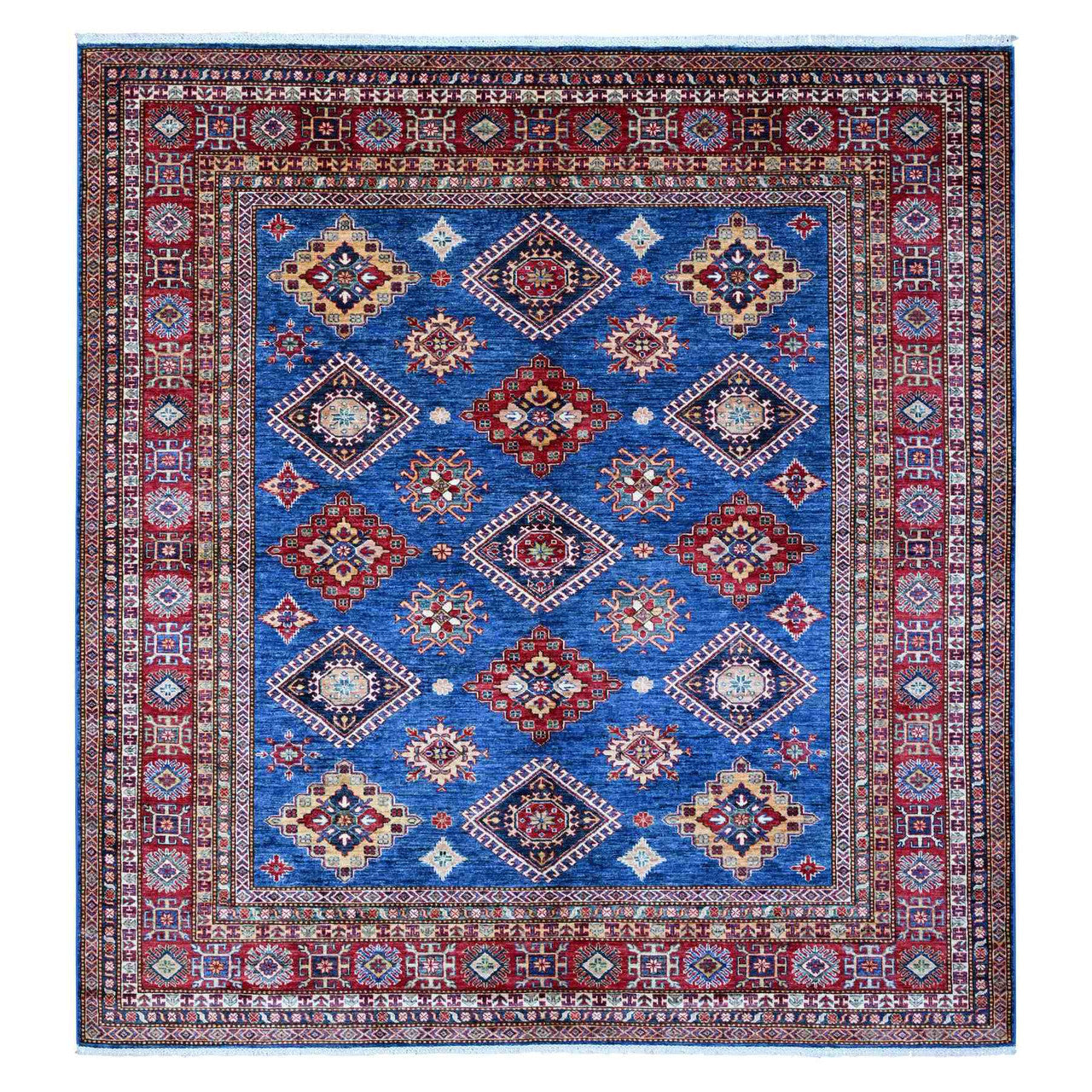 Blue 8'1" x 8'6" Kazak Hand knotted Wool Rug - Sku: O089293