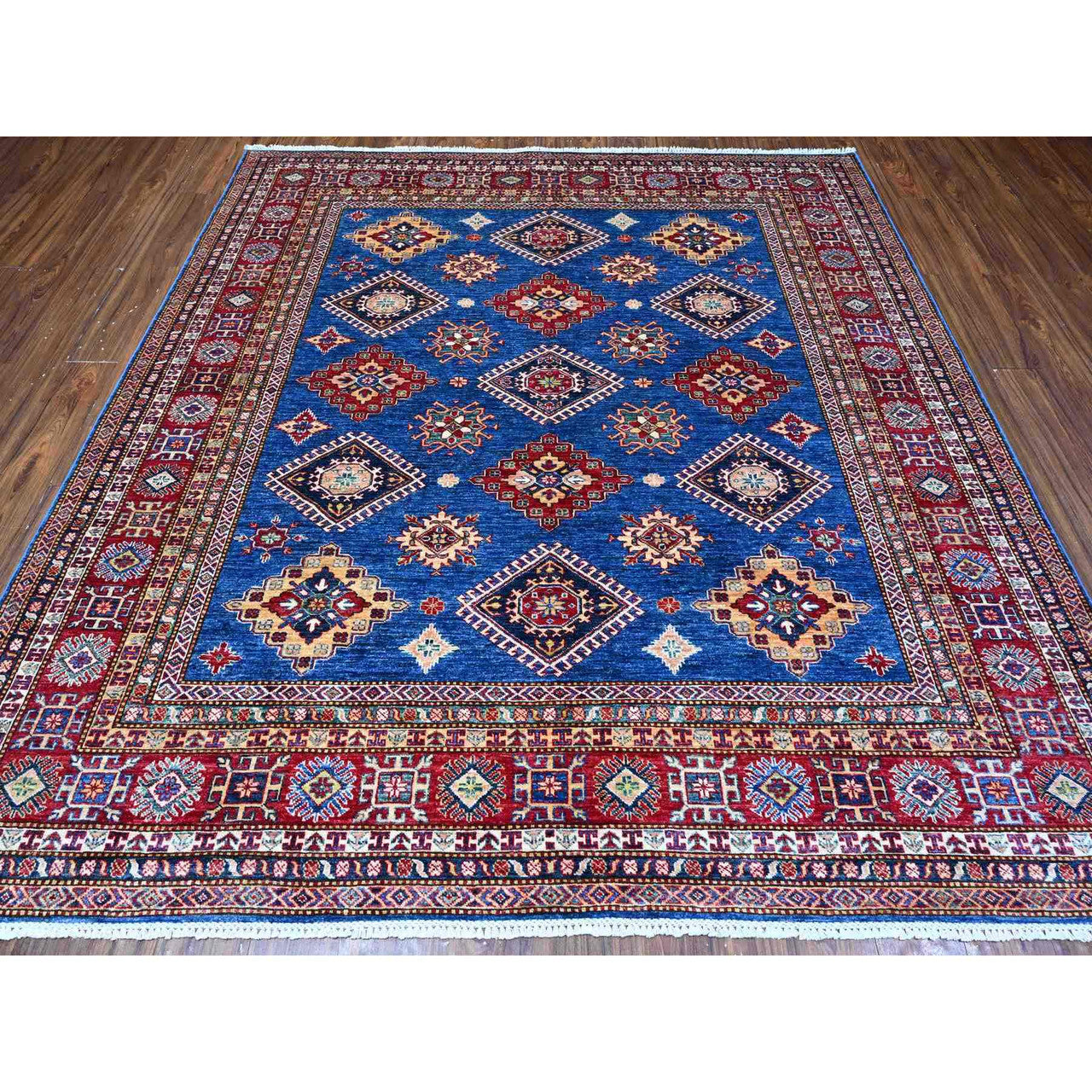 Blue 8'1" x 8'6" Kazak Hand knotted Wool Rug - Sku: O089293