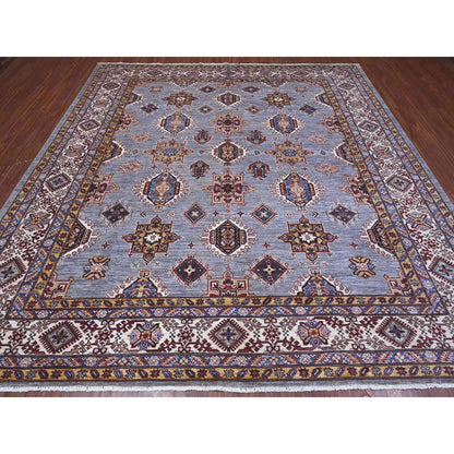 Kazak Wool Hand Knotted Rug Grey Ivory 9.8X9.11 -O089295