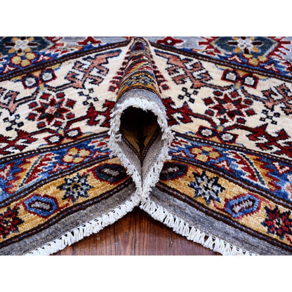 Kazak Wool Hand Knotted Rug Grey Ivory 9.8X9.11 -O089295