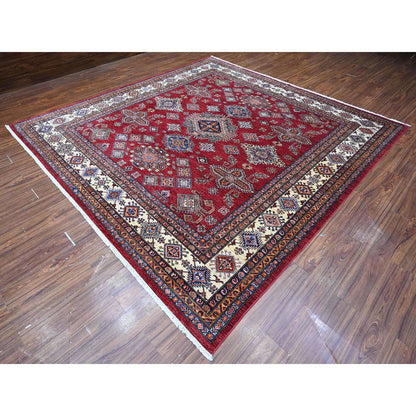 Kazak Wool Hand Knotted Rug Red Ivory 9.9X9.11 -O089296