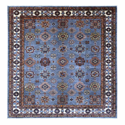 Kazak Wool Hand Knotted Rug Grey Ivory 9.10X10.0 -O089297