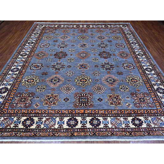Kazak Wool Hand Knotted Rug Grey Ivory 9.10X10.0 -O089297