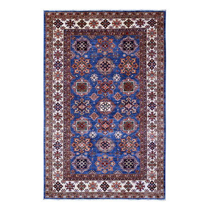 Kazak Wool Hand Knotted Rug Blue 6.1x9.3 -O089299