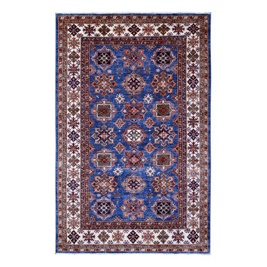 Kazak Wool Hand Knotted Rug Blue 6.1x9.3 -O089299