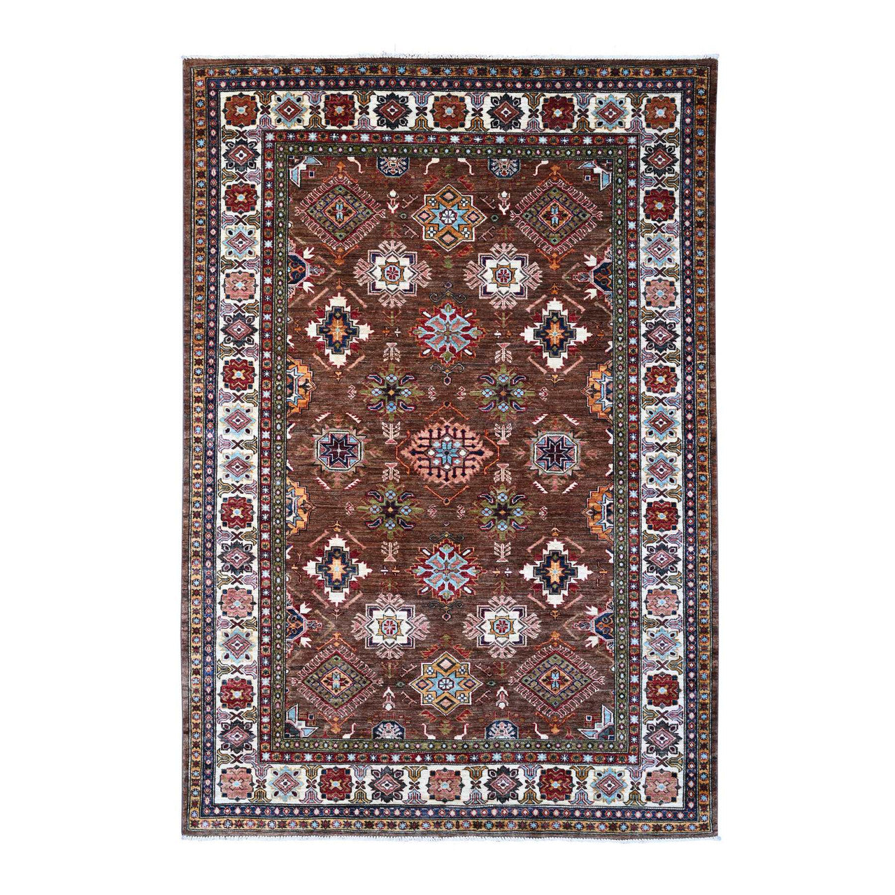 Brown 6'0" x 8'10" Kazak Hand knotted Wool Rug - Sku: O089300