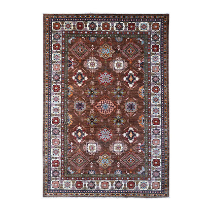 Kazak Wool Hand Knotted Rug Brown Ivory 6.0X8.10 -O089300