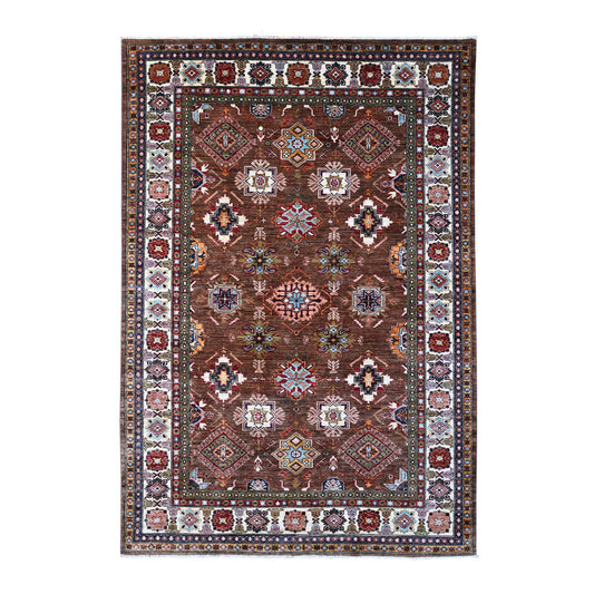 Kazak Wool Hand Knotted Rug Brown Ivory 6.0X8.10 -O089300