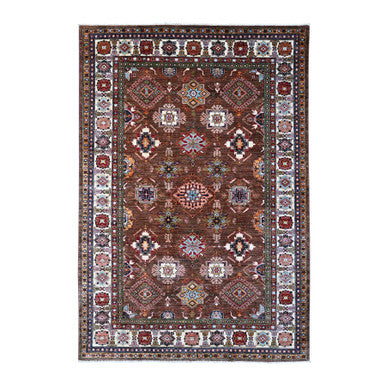 Kazak Wool Hand Knotted Rug Brown Ivory 6.0X8.10 -O089300