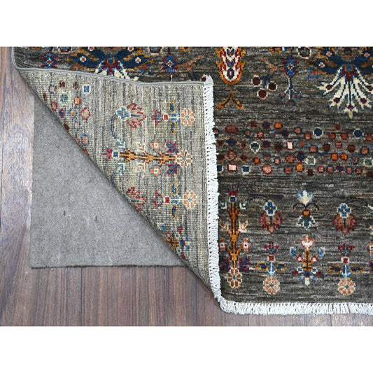 Oushak And Peshawar Wool Hand Knotted Rug Grey Gray 2.9X12.0 -O089302
