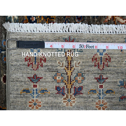 Oushak And Peshawar Wool Hand Knotted Rug Grey Gray 2.9X12.0 -O089302