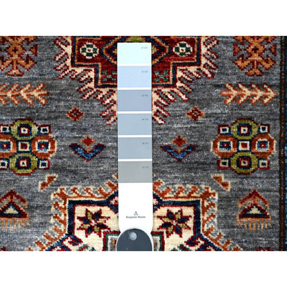 Kazak Wool Hand Knotted Rug Grey Ivory 2.6X6.8 -O089304