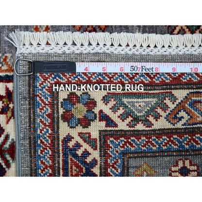 Kazak Wool Hand Knotted Rug Grey Ivory 2.6X6.8 -O089304