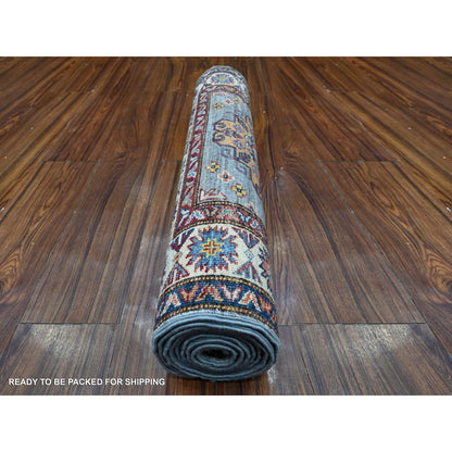 Kazak Wool Hand Knotted Rug Grey Ivory 2.7X8.4 -O089305