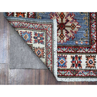 Kazak Wool Hand Knotted Rug Grey Ivory 2.0X6.5 -O089306