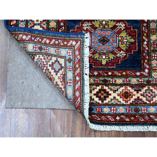 Kazak Wool Hand Knotted Rug Blue Ivory 2.6X6.4 -O089308
