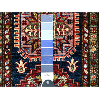 Kazak Wool Hand Knotted Rug Blue Ivory 2.6X6.4 -O089308