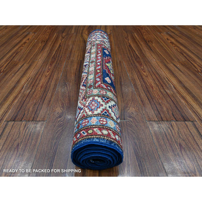 Kazak Wool Hand Knotted Rug Blue Ivory 2.6X6.4 -O089308